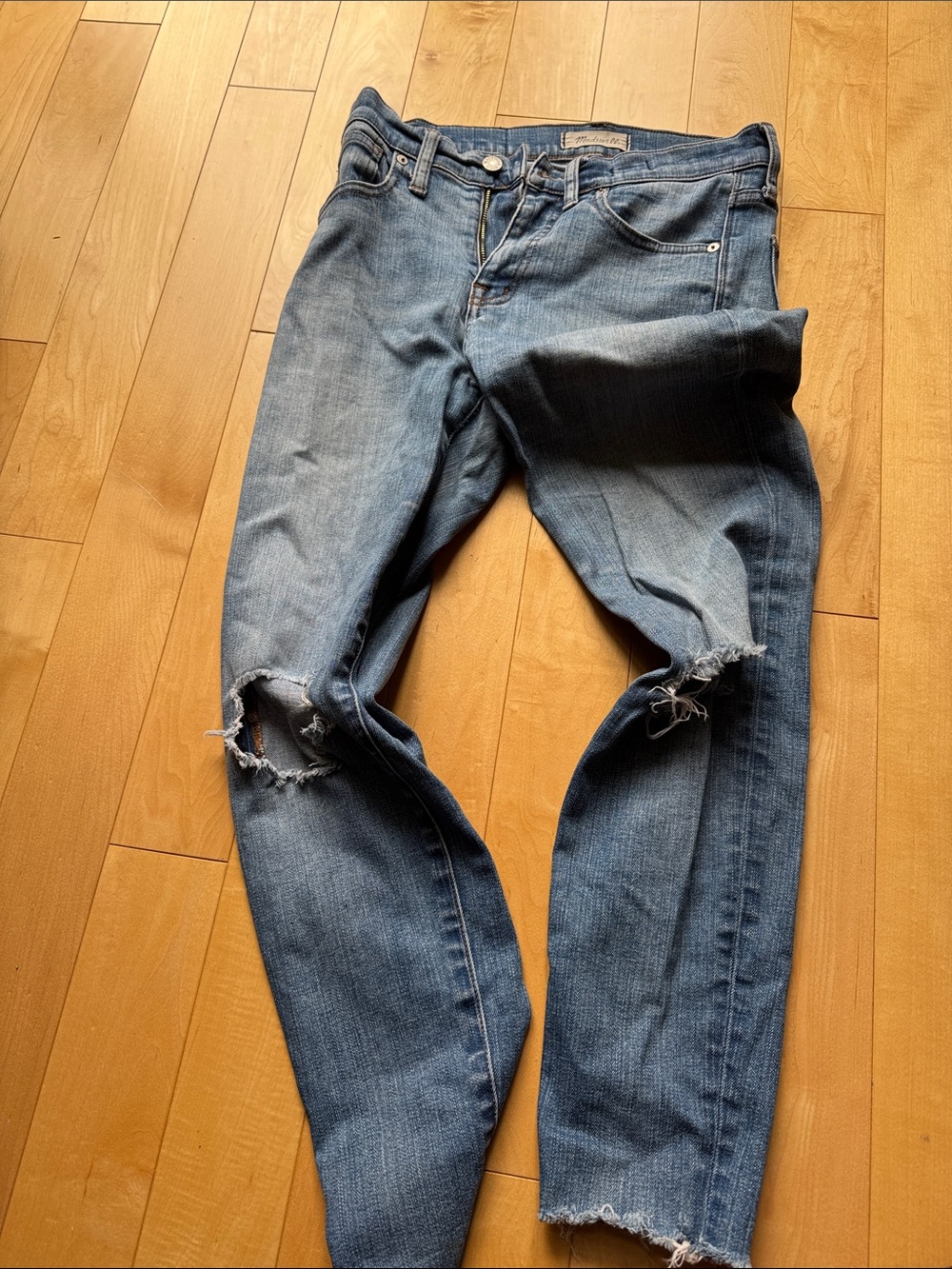 Madewell Distressed Light Blue Skinny Jeans